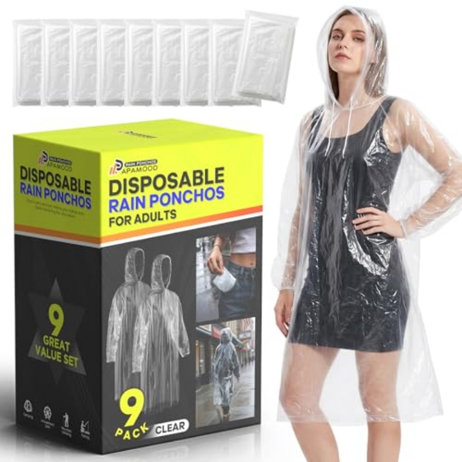Emergency Poncho Rain - معاطف مطر للاستخدام مرة واحدة، عبوة