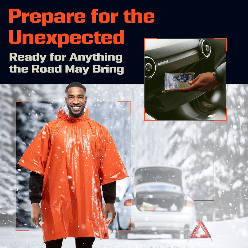 Emergency Poncho Rain - معطف واق من المطر للطوارئ مغطى