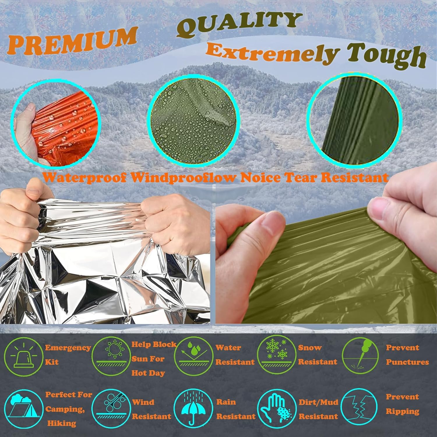 معطف واق من المطر للتخييم مقاو - مراجعة Survival Blanket Reflective وسعره